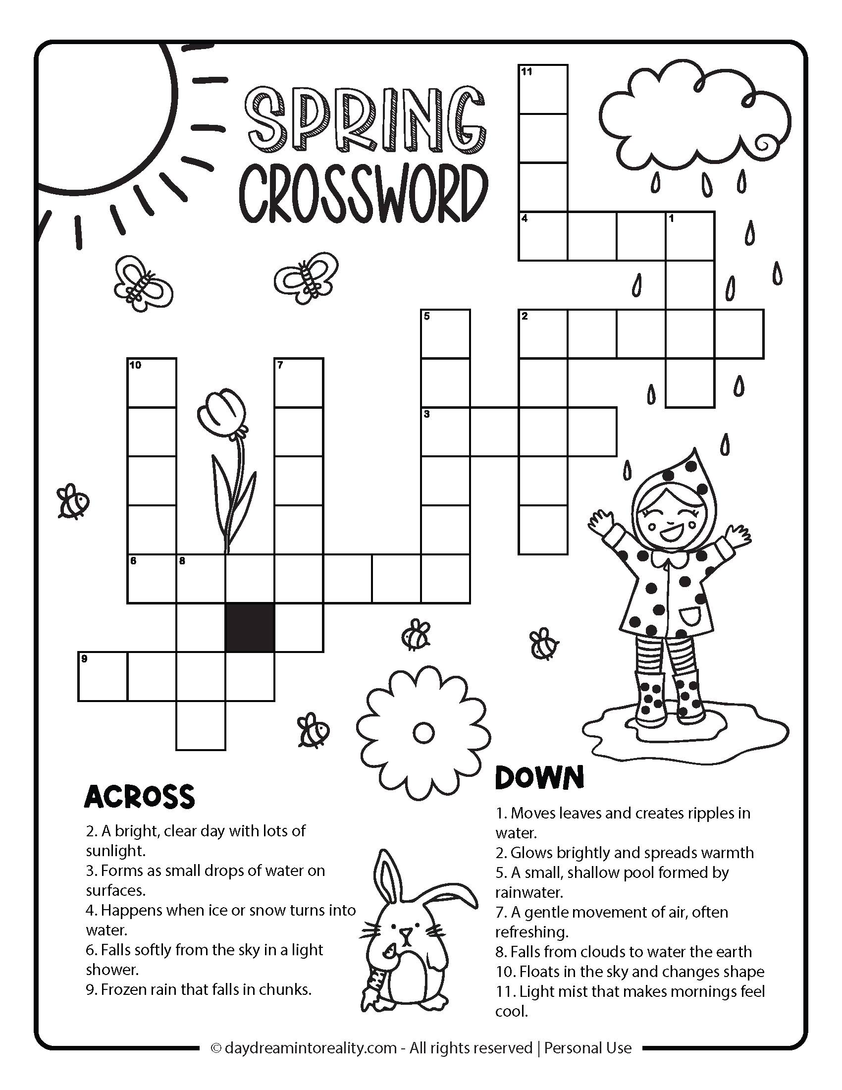 Free Spring Crossword PDF Printables Easy Medium Hard U0026 Advanced Daydream Into Reality