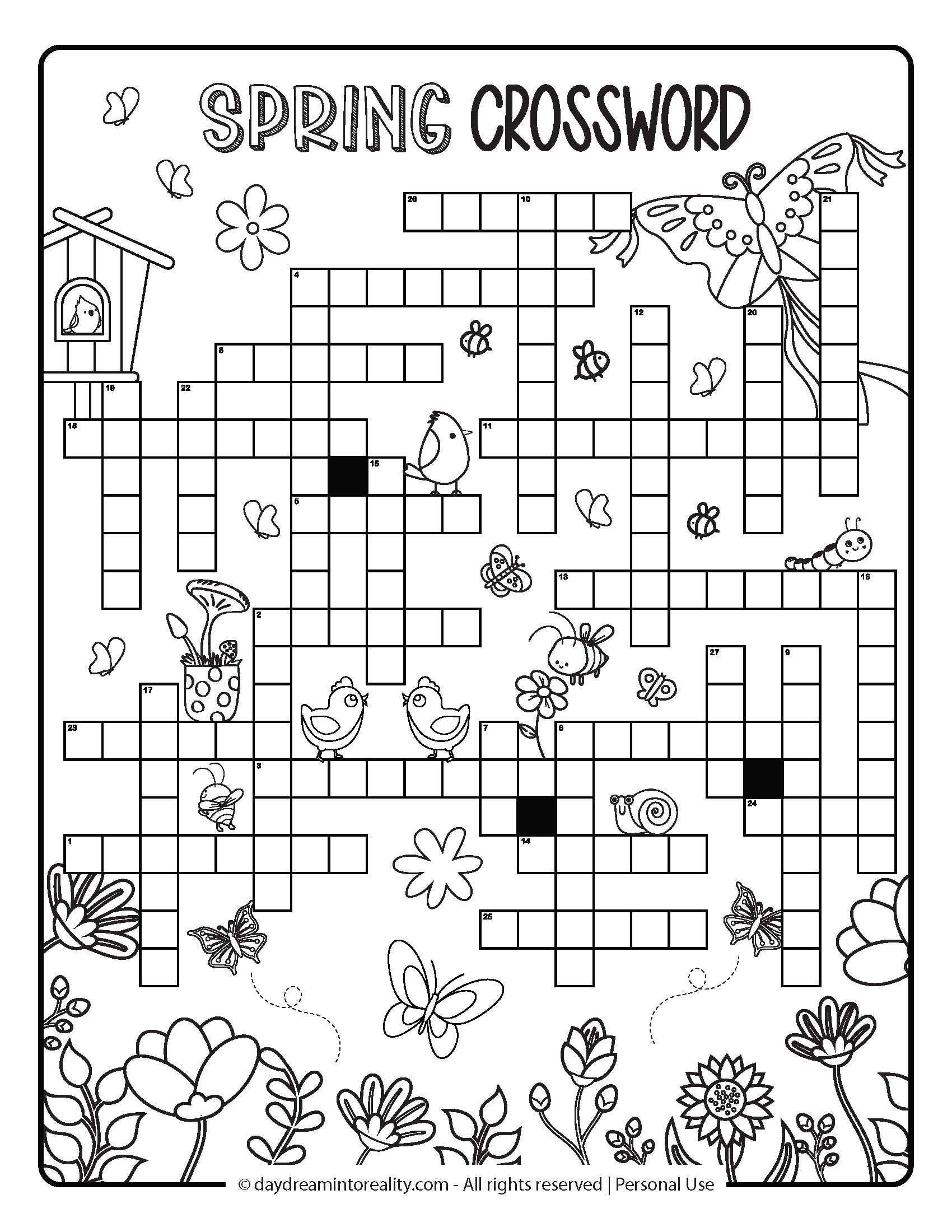 Free Spring Crossword PDF Printables Easy Medium Hard U0026 Advanced Daydream Into Reality