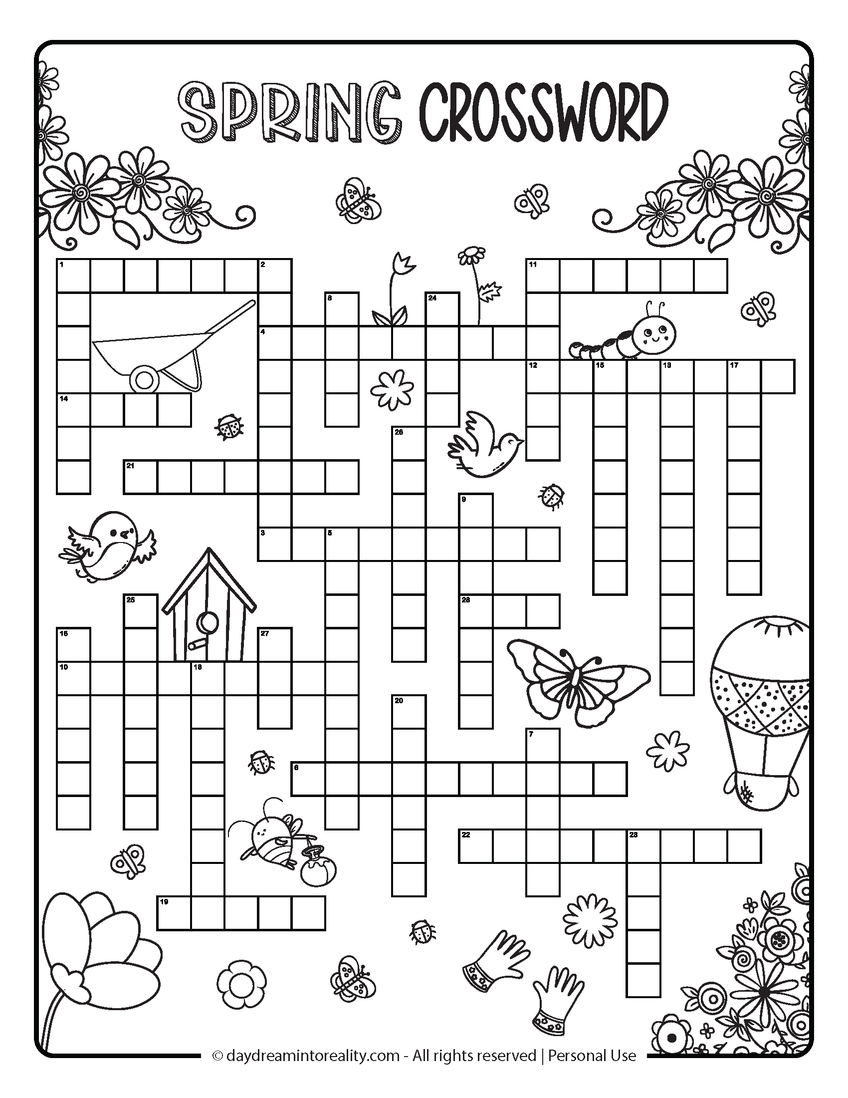 Free Spring Crossword PDF Printables Easy Medium Hard U0026 Advanced Daydream Into Reality