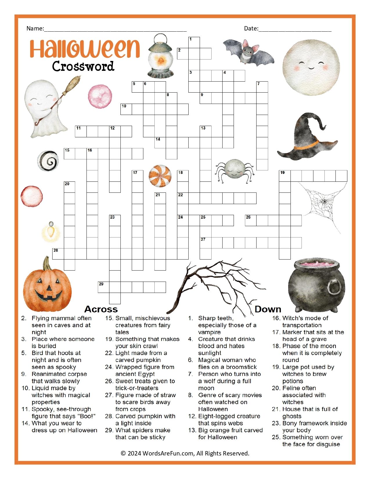 Halloween Crossword Puzzles