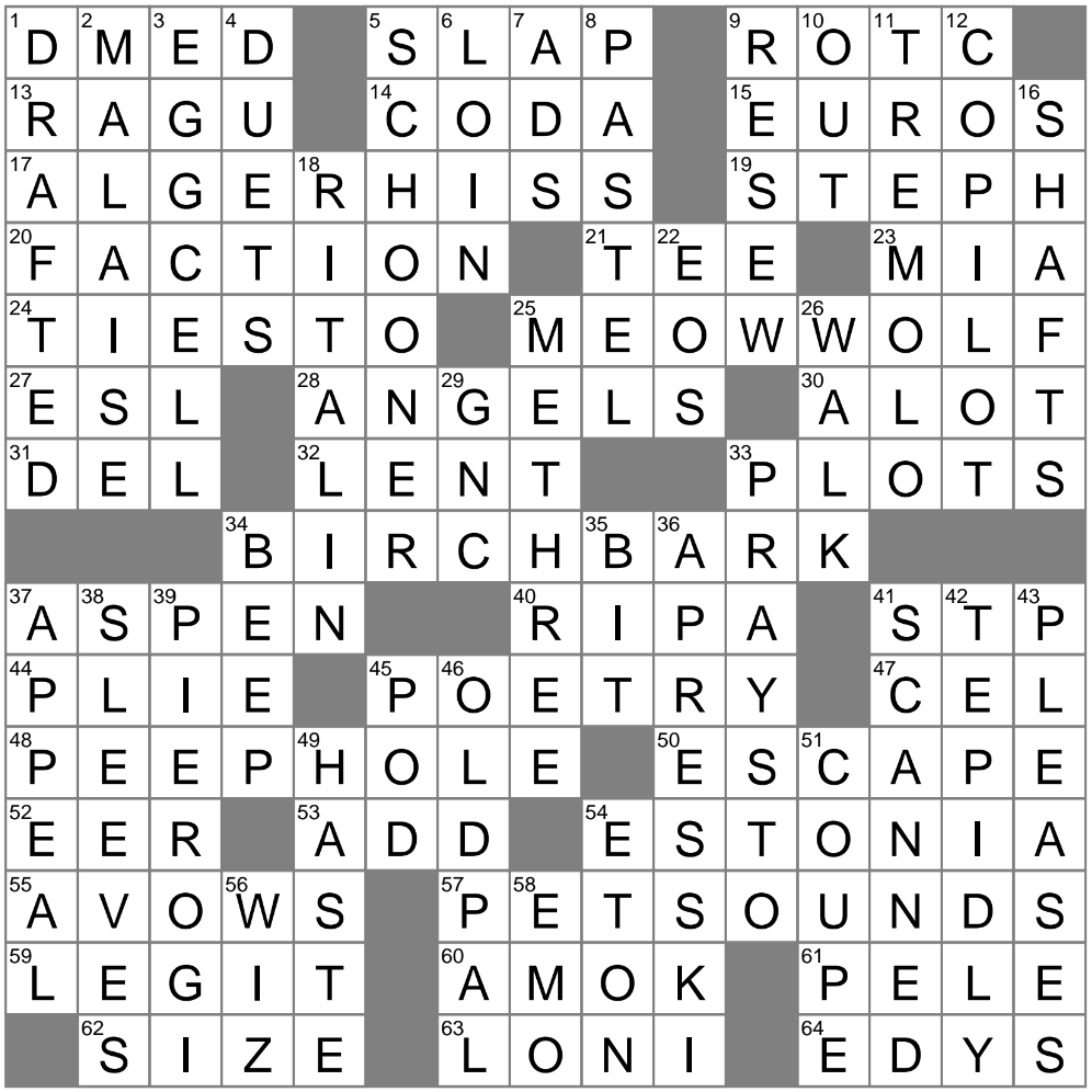 LA Times Crossword 10 Jun 25 Tuesday LAXCrossword