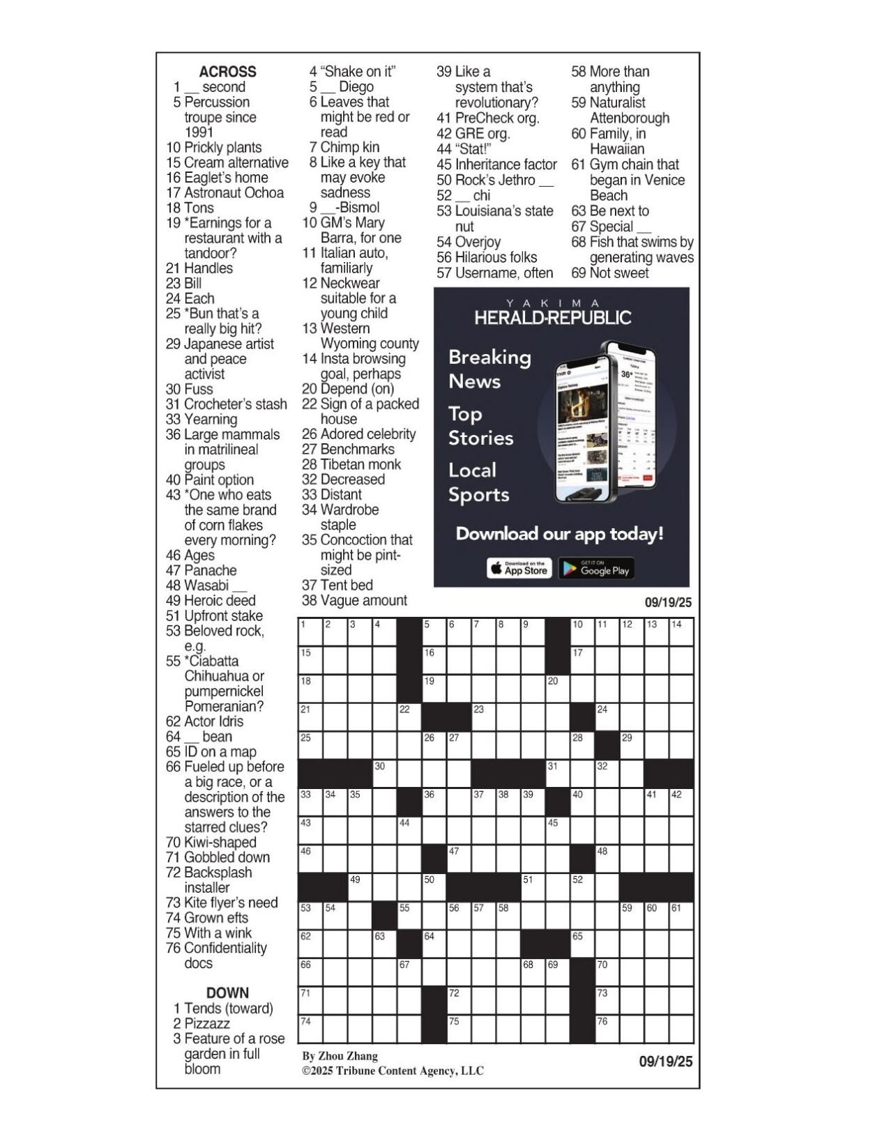 LA Times Crossword Sept 19 2025 Crosswords Yakimaherald