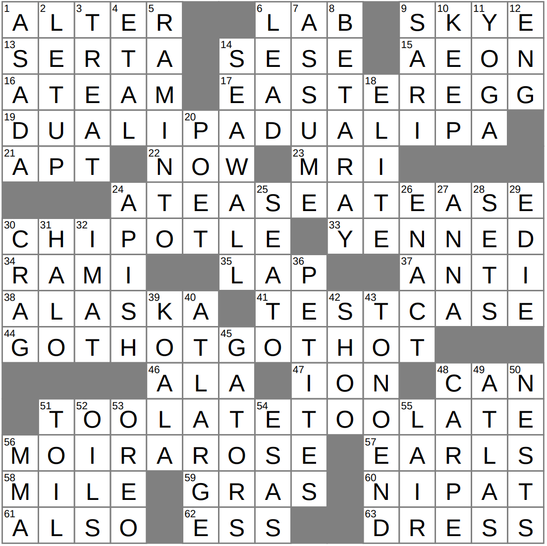LAXCrossword Answers To The Los Angeles Times Crossword