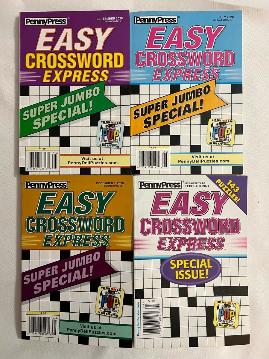 Lot Of 4 Easy Crossword Express Super Jumbo Special Puzzle Books 2020 2021