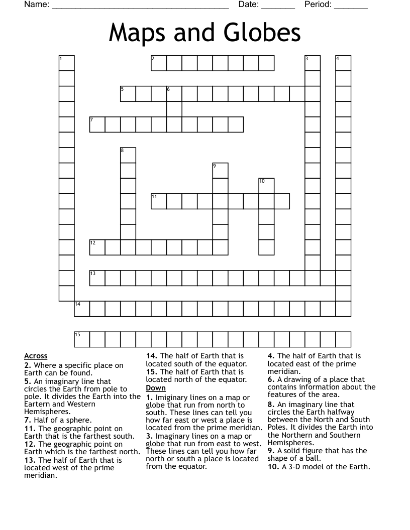 Maps And Globes Crossword WordMint