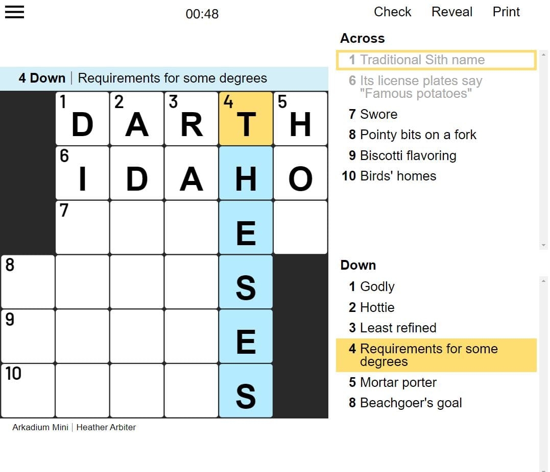 Mini Crossword Free Online Game Toronto Star