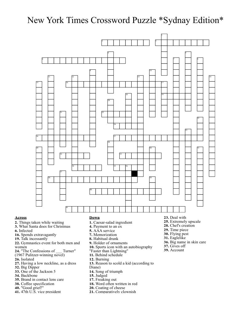 New York Times Crossword Puzzle Sydnay Edition WordMint