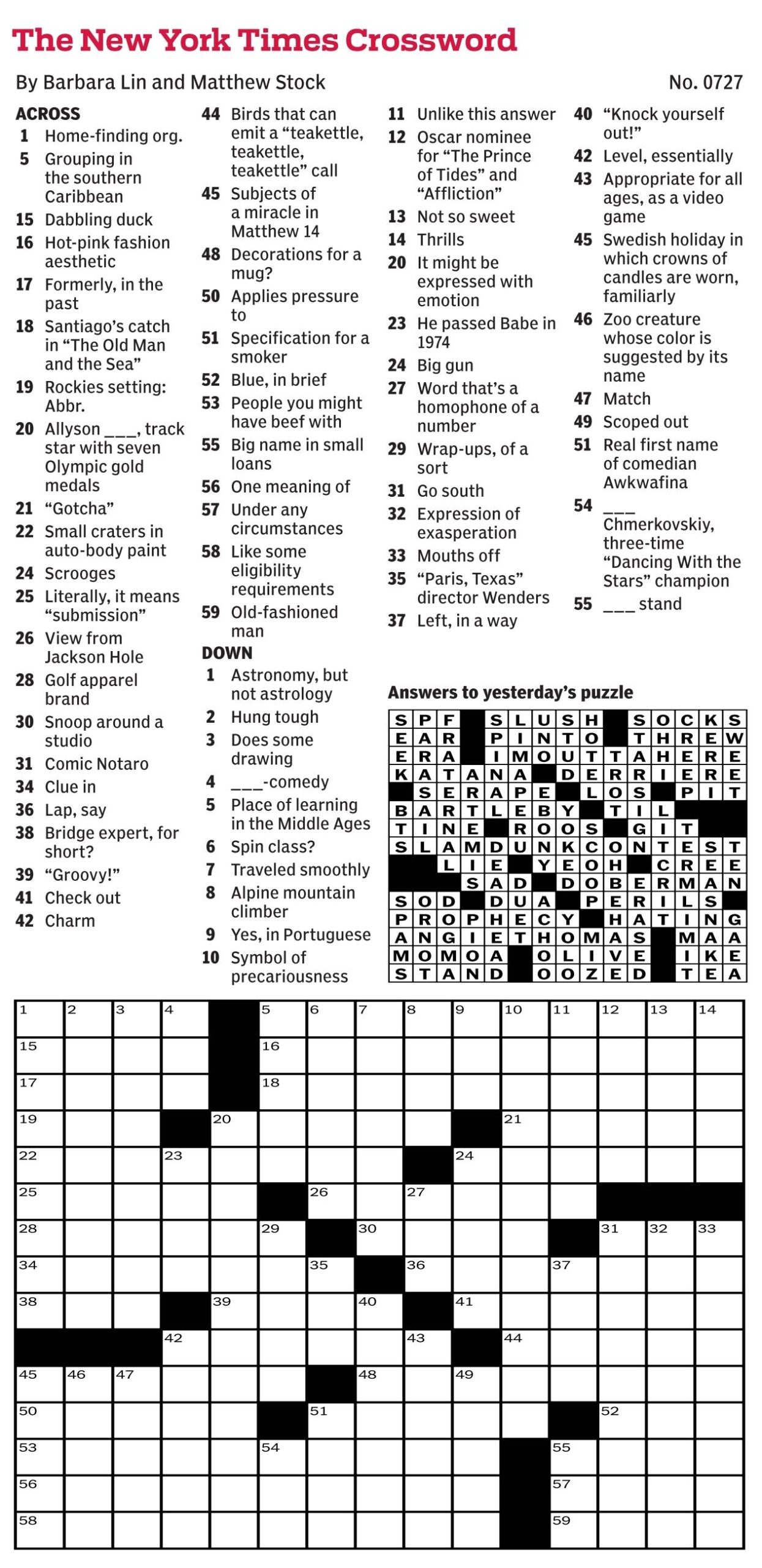 New York Times Daily Crossword Puzzles