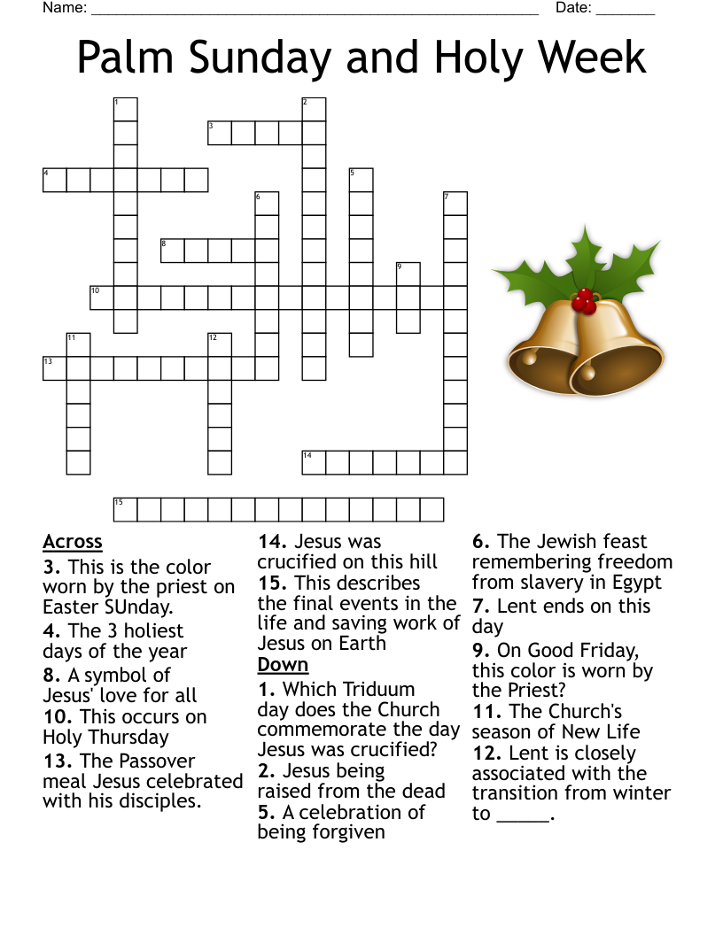 Palm Sunday And Holy Week Crossword WordMint