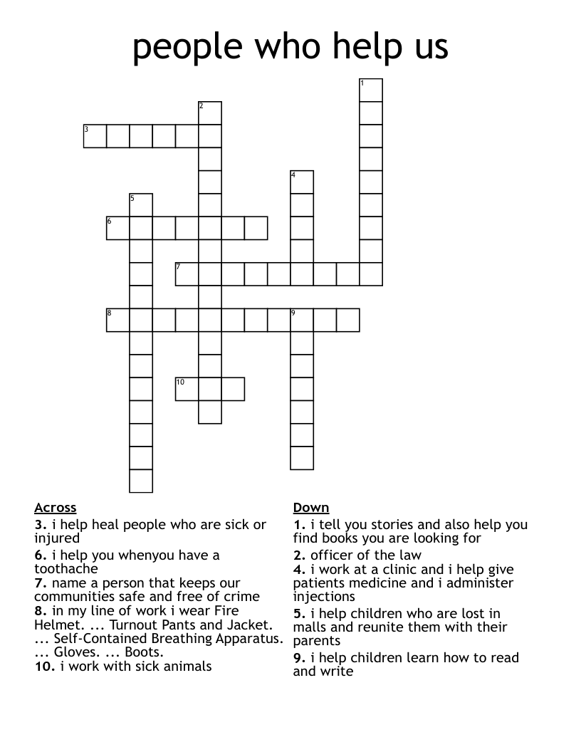 People Who Help Us Crossword WordMint