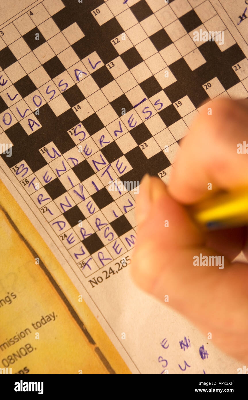 Person Doing The Cryptic Crossword Puzzle In The Guardian Person Doing The Cryptic Crossword Puzzle In The Guardian