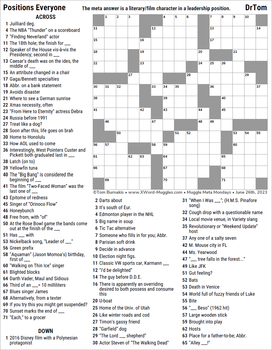 Positions Everyone XWord Muggles Forum