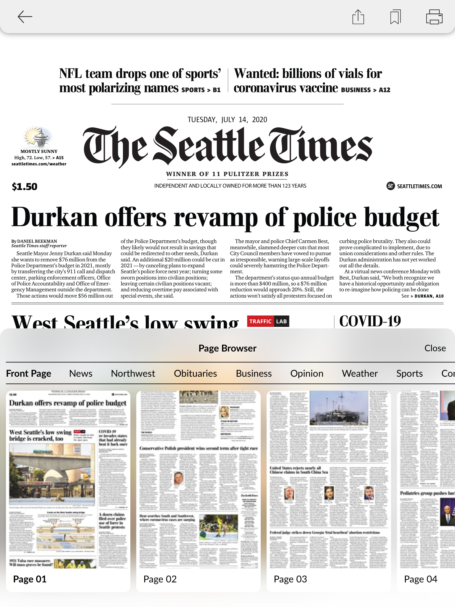 Print Replica App FAQs The Seattle Times