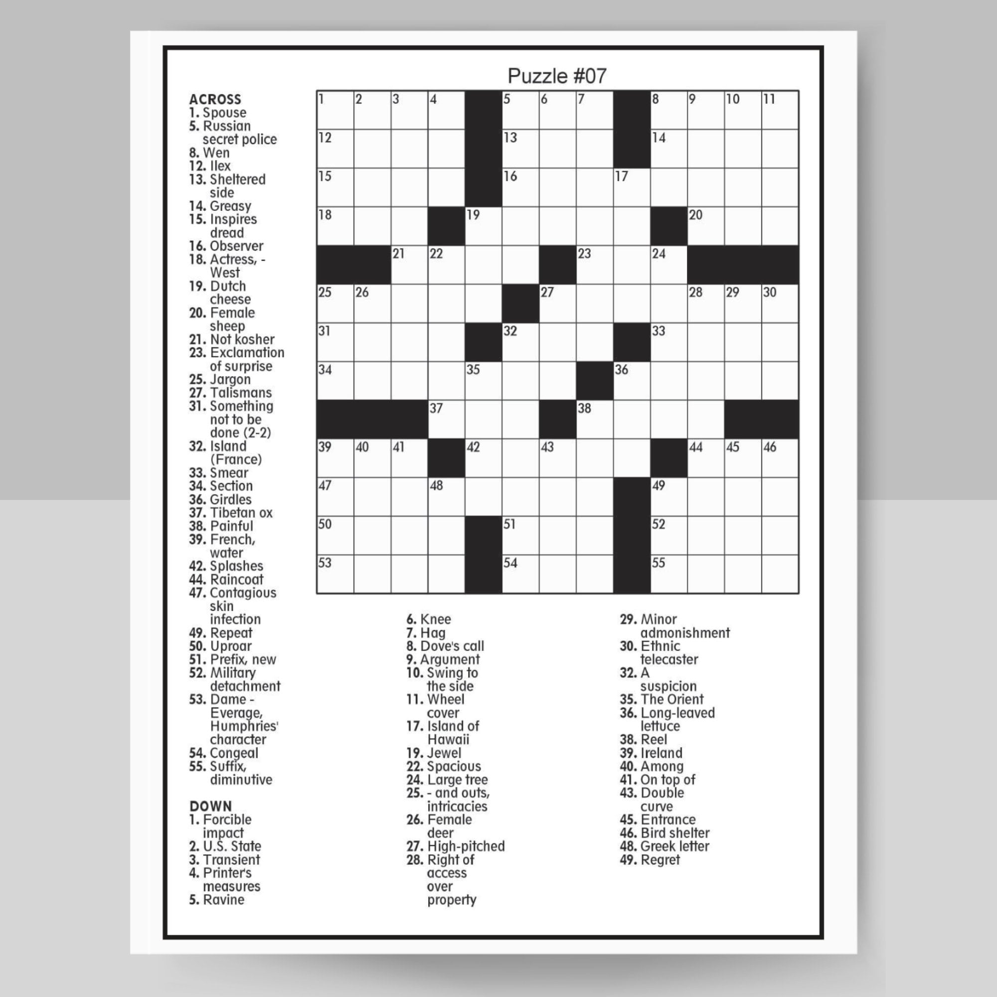 Printable Crossword Puzzles For Adults U0026 Seniors 100 Pages digital Download Etsy