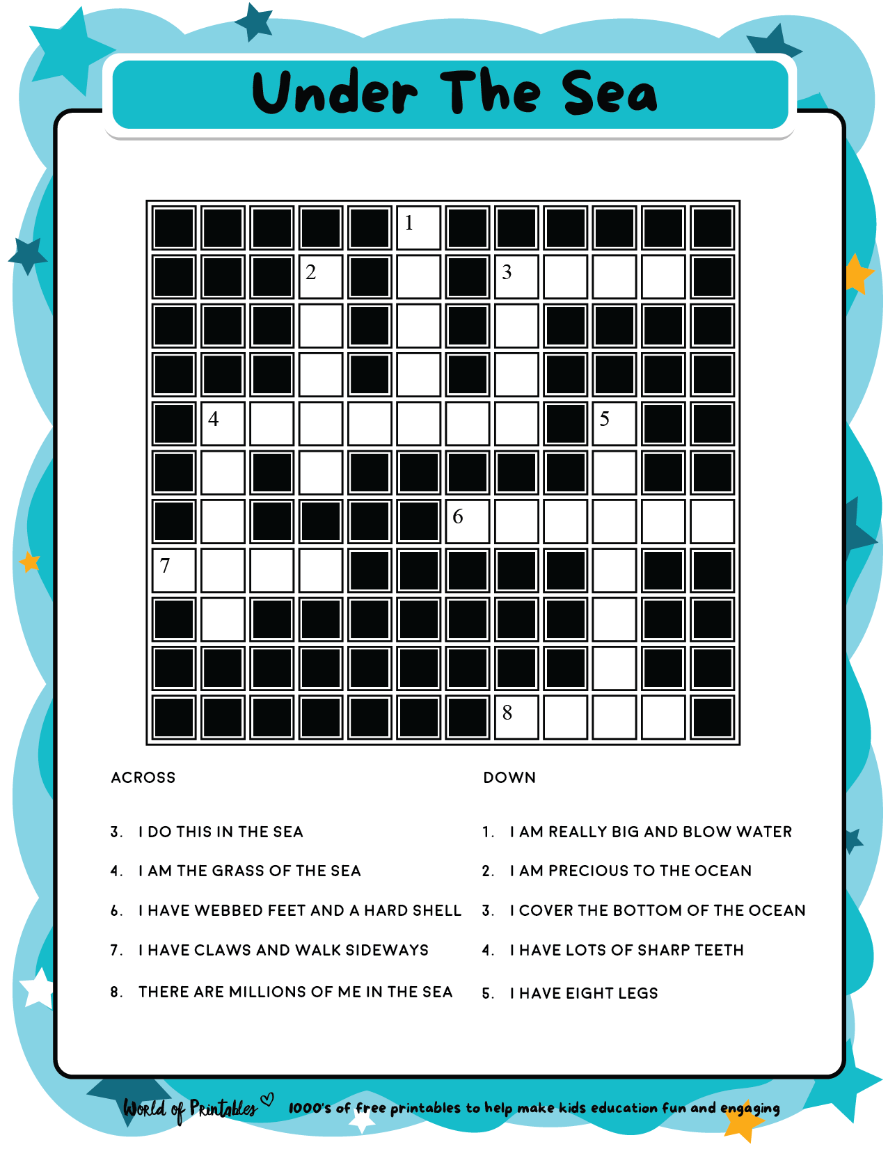 Printable Kids Crossword Puzzles World Of Printables Worksheets Library