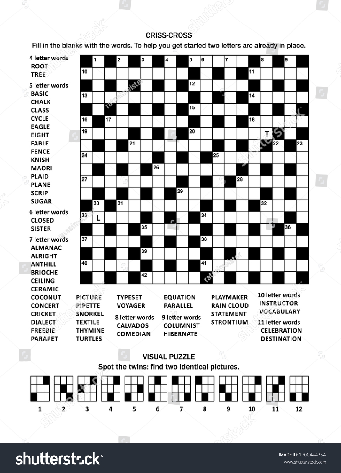 Puzzle Page 19x19 Criss cross Fill in Crossword Stock Vector Royalty Free 1700444254 Shutterstock