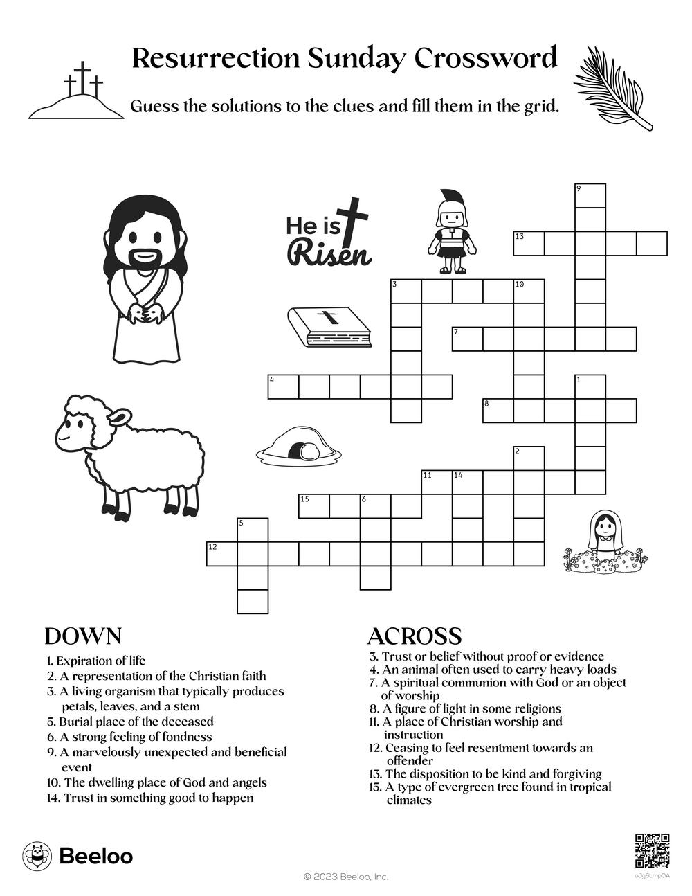 Resurrection Sunday Crossword Beeloo Printable Crafts And Activities For Kids