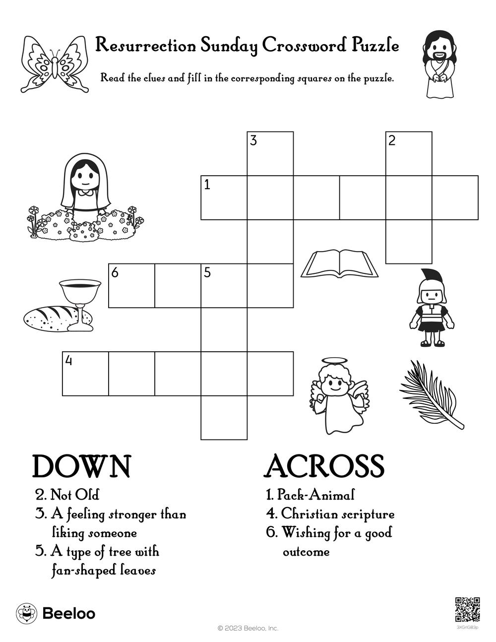 Resurrection Sunday Crossword Puzzle Beeloo Printable Crafts And