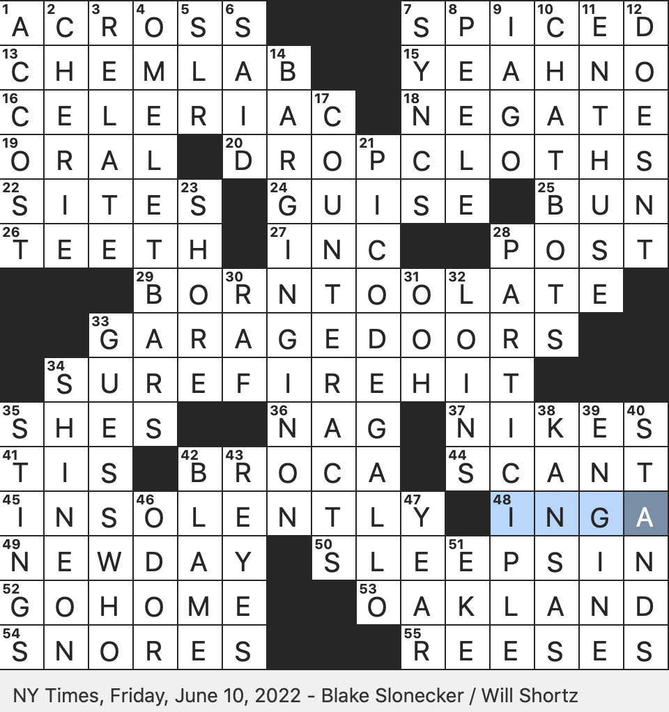 Rex Parker Does The NYT Crossword Puzzle Parisian Sweets FRI 6 10 22 Blogroll Assortment Root Vegetable With Stringy Stalks Scientist For Whom A Part Of The Brain Is Named Common Condiment With Fajitas