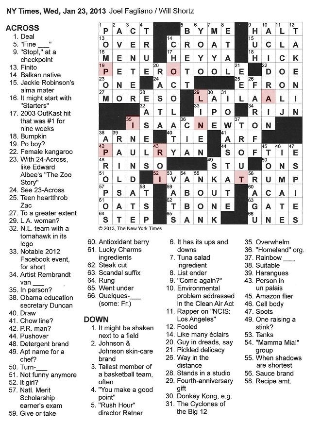 Seattle Times Universal Crossword Printable Crossword Puzzles