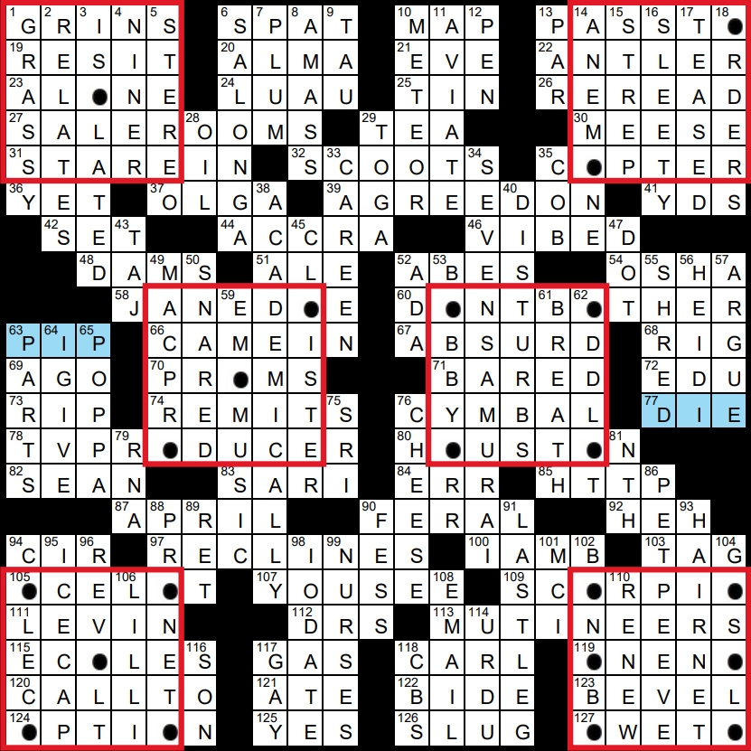 Solution To Evan Birnholz s April 2 Crossword On A Roll The Washington Post