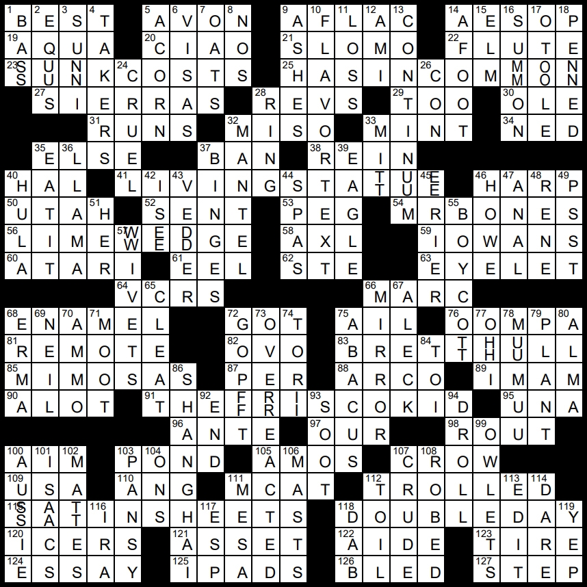 Solution To Evan Birnholz s May 1 Crossword Two Timing The 