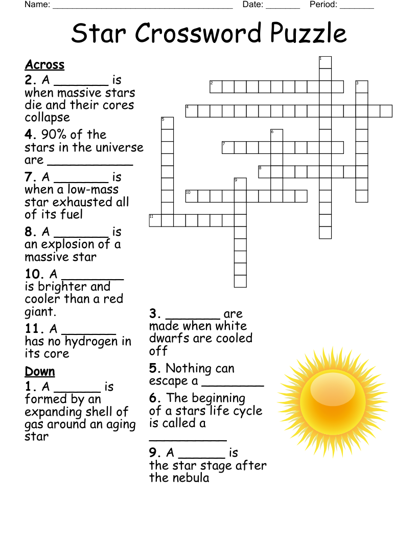 Star Crossword Puzzle WordMint