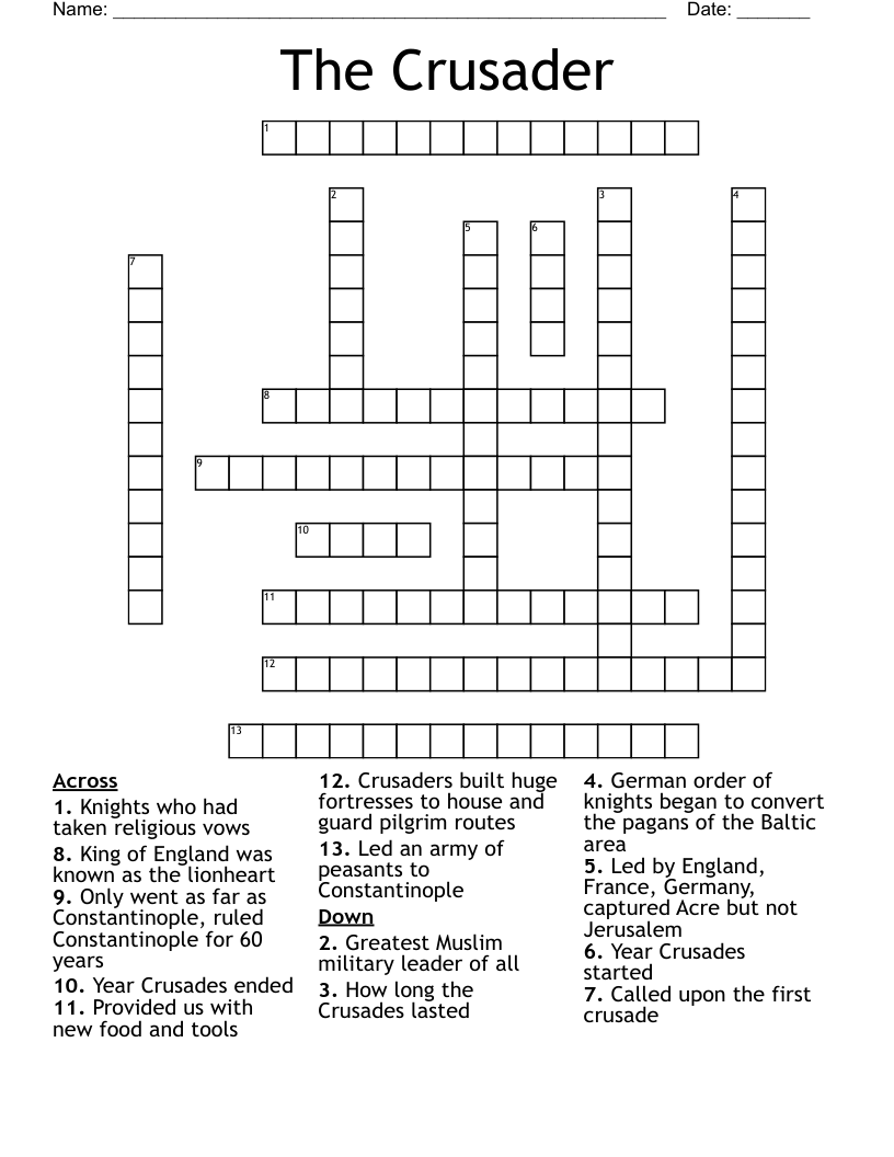 The Crusader Crossword WordMint