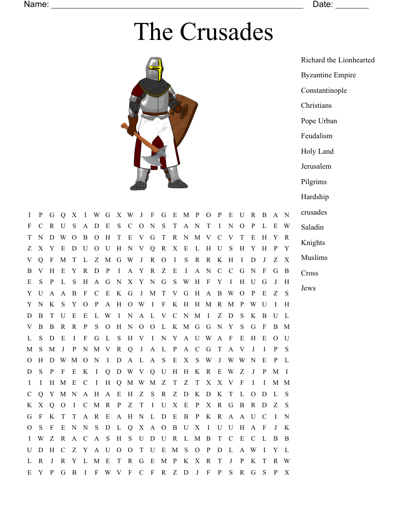 The Crusades Crossword WordMint