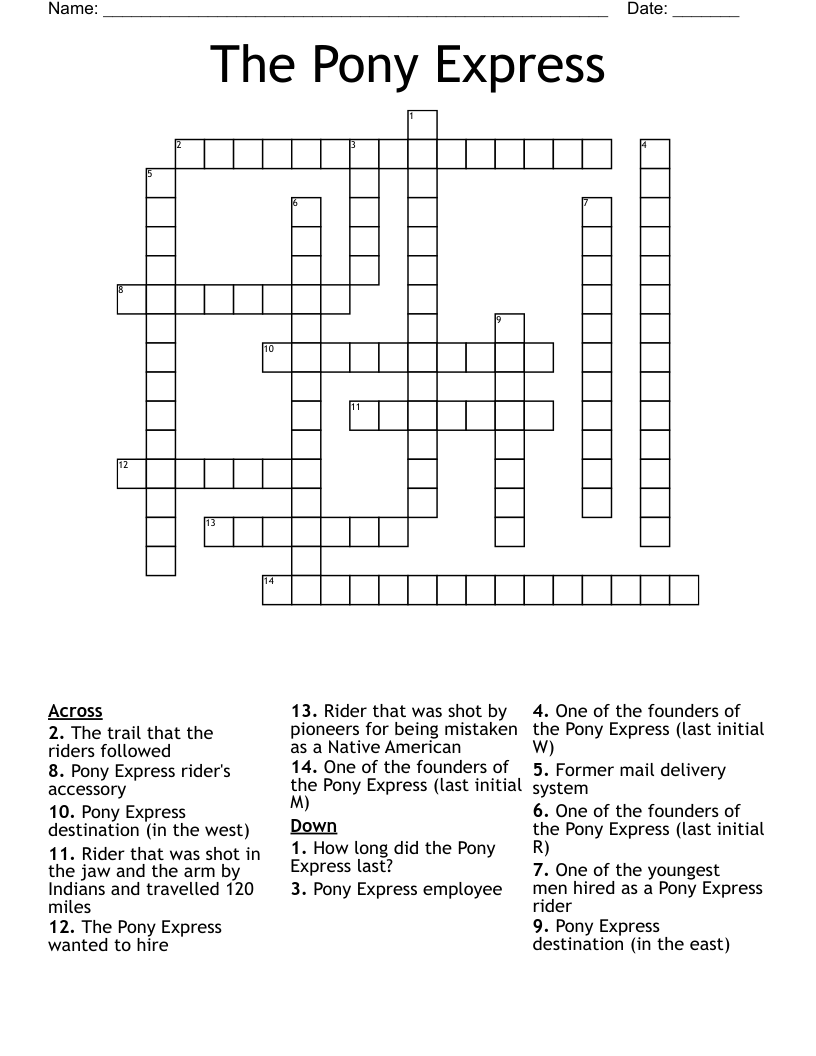 The Pony Express Crossword WordMint