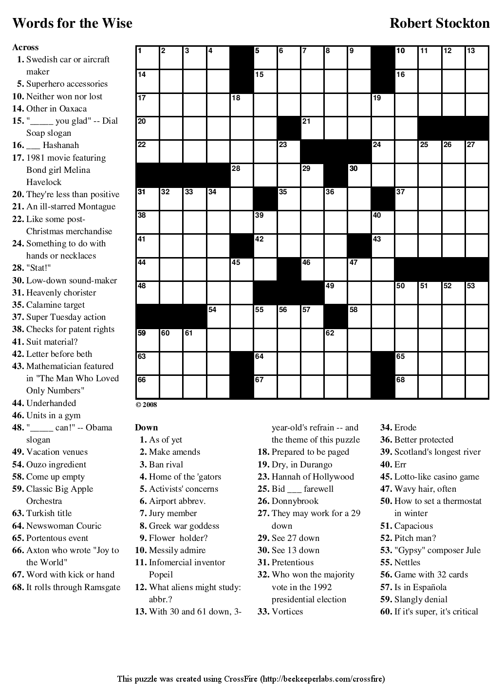 Themed Printable Crossword 76 