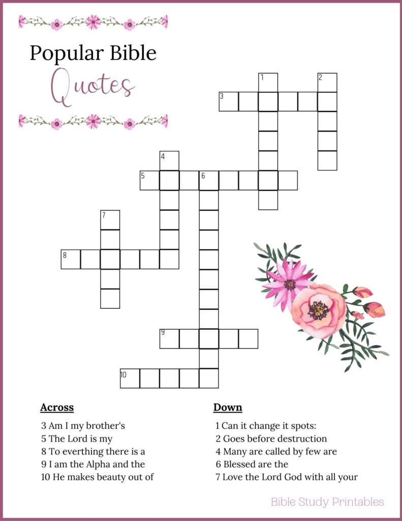Bible Crosswords Printable FREE Printable HQ