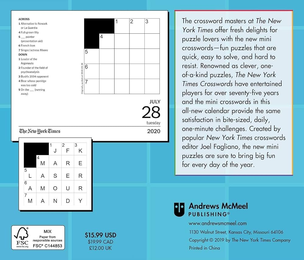 Buy The New York Times Mini Crossword Puzzles 2020 Day to Day Calendar Book Online At Low Prices In India The New York Times Mini Crossword Puzzles 2020 Day to Day Calendar Reviews U0026 Ratings 