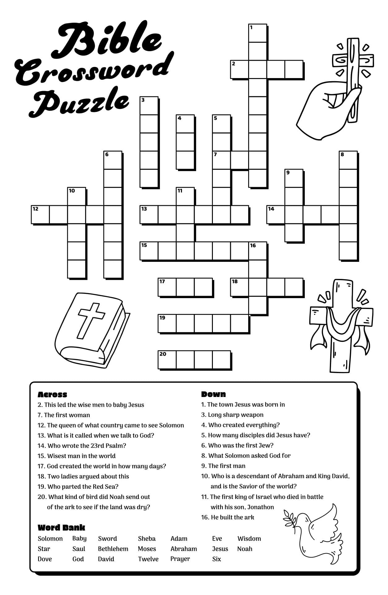 Crossword Bible Free Printable Crosswords