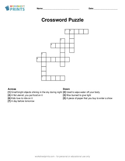 Crossword Puzzle Generator Free Printable Crosswords