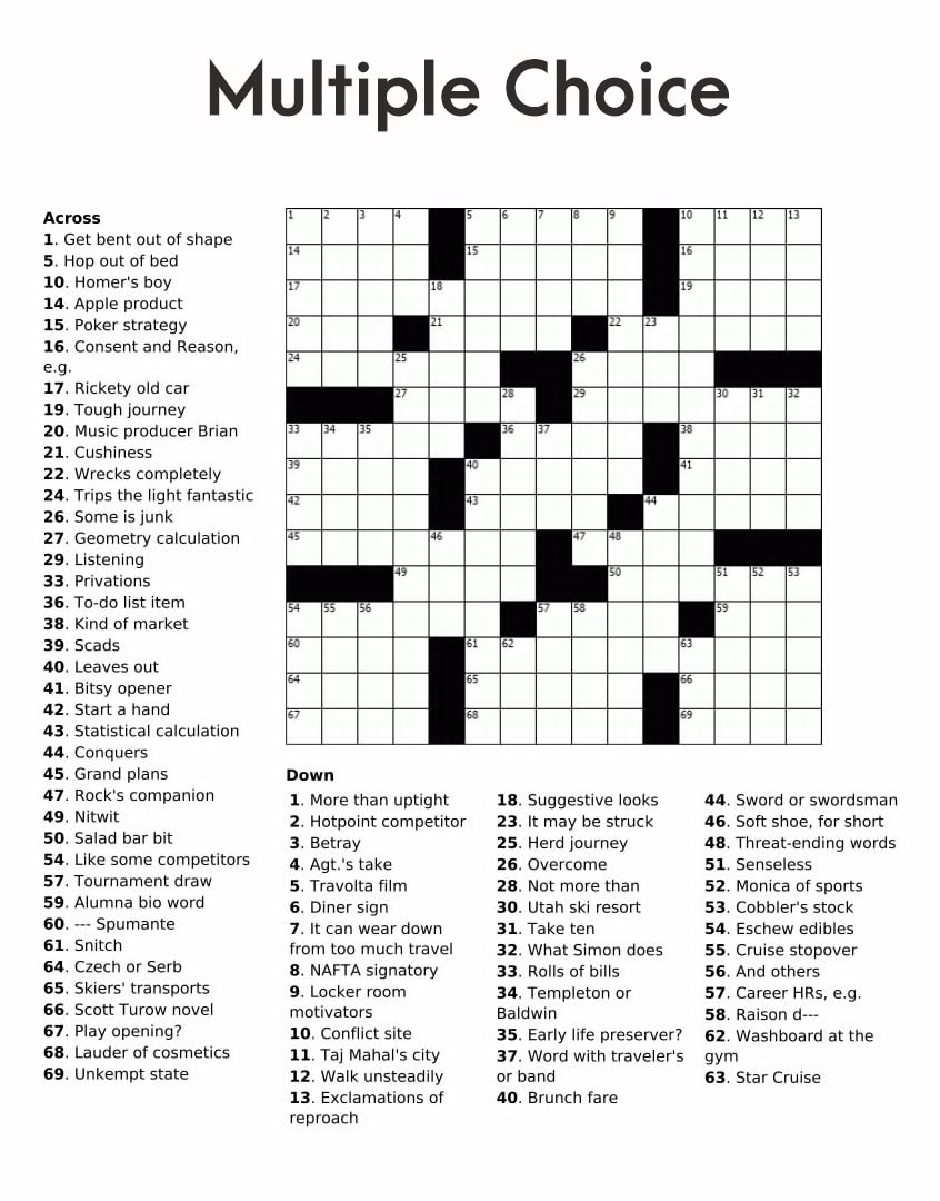 Crossword Puzzles Adults Printable Printable Coloring Free