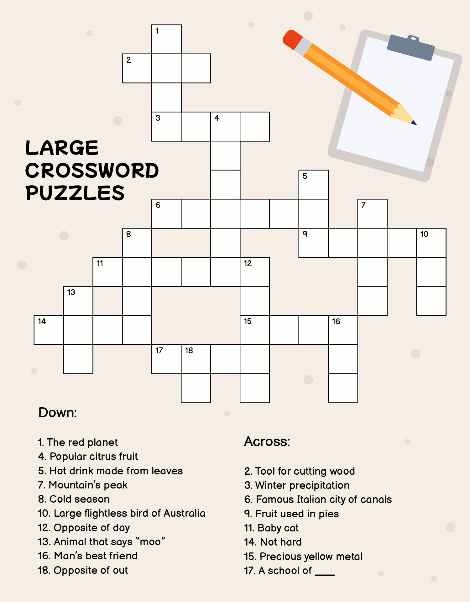 Crossword Puzzles And Answers Printable