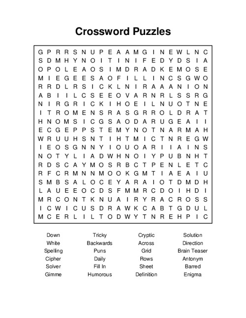 Crossword Puzzles Word Search