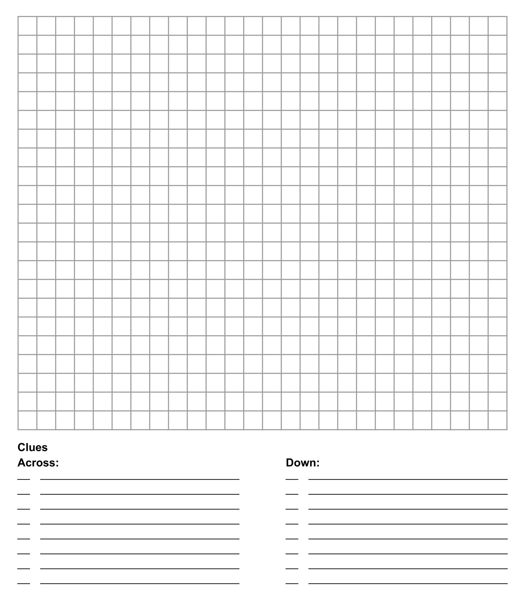 Crossword Template Printable Free Printable Crosswords