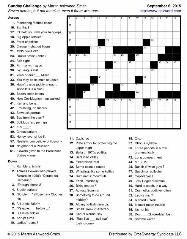 Crosswords Printable With Answers Printable Templates
