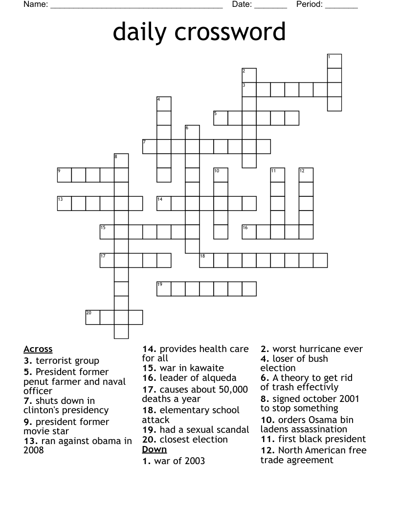 Daily Crossword Puzzle Free Printable Free Crossword Puzzle