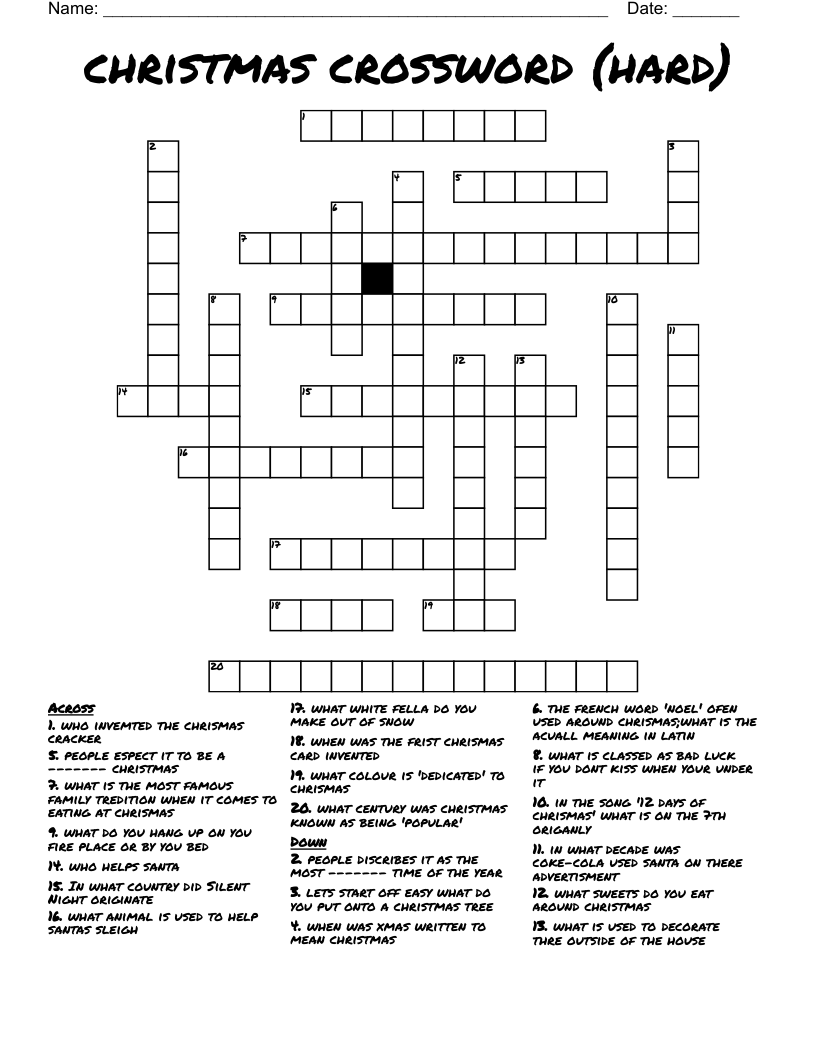Difficult Crossword Puzzles Printable Crossword Puzzles