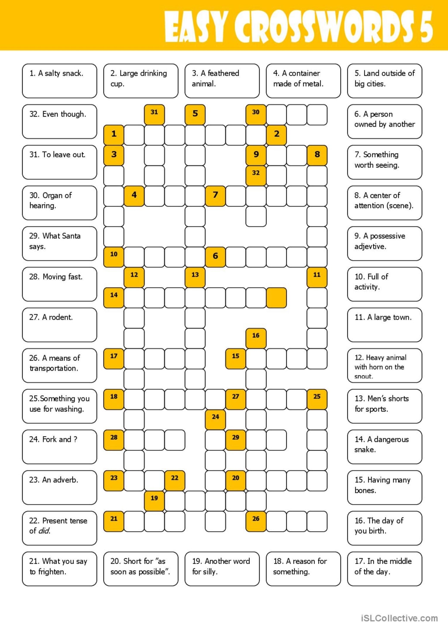 Easy Crosswords Free Printable Crosswords