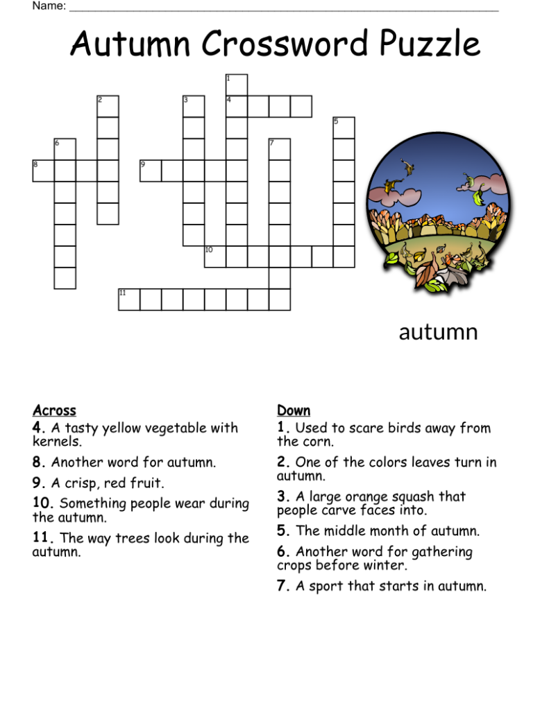 Easy Fall Crossword Puzzles Printable Free Printable Crosswords