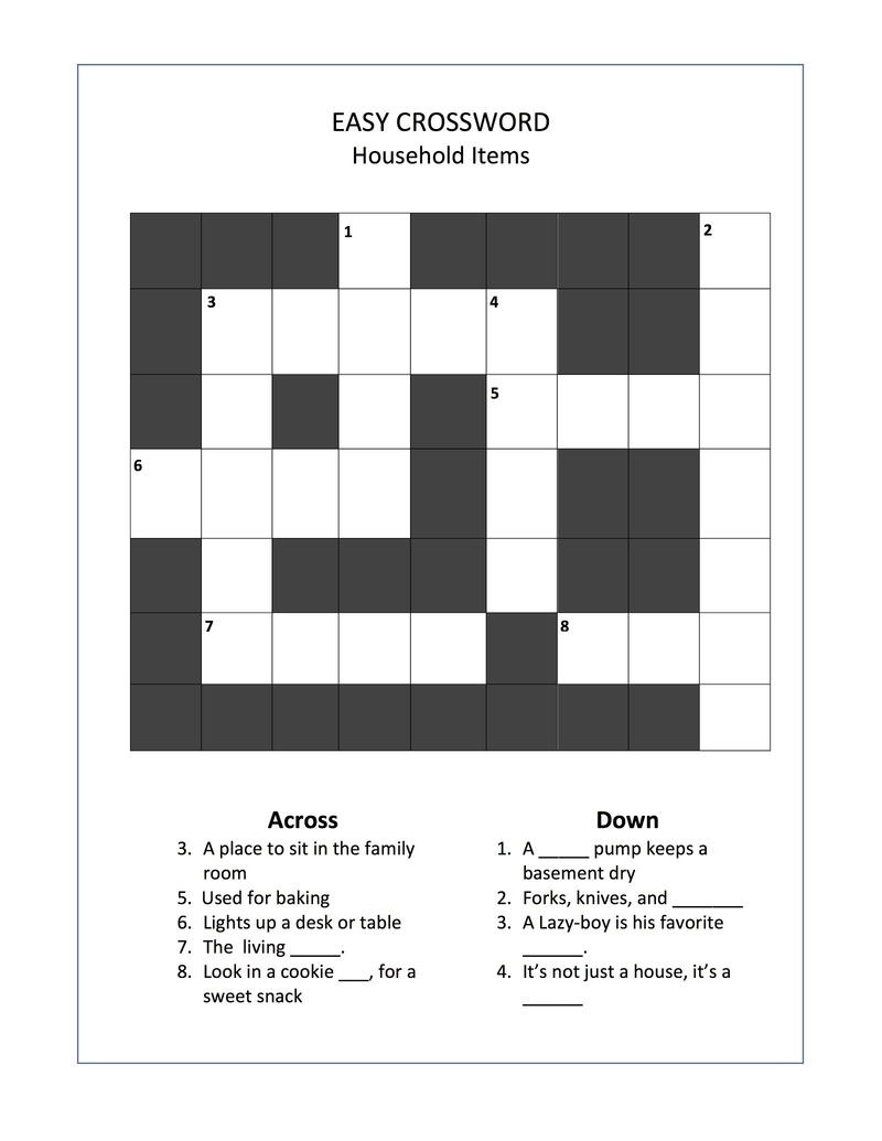 Easy Printable Crosswords For Seniors Printable Crossword Puzzles