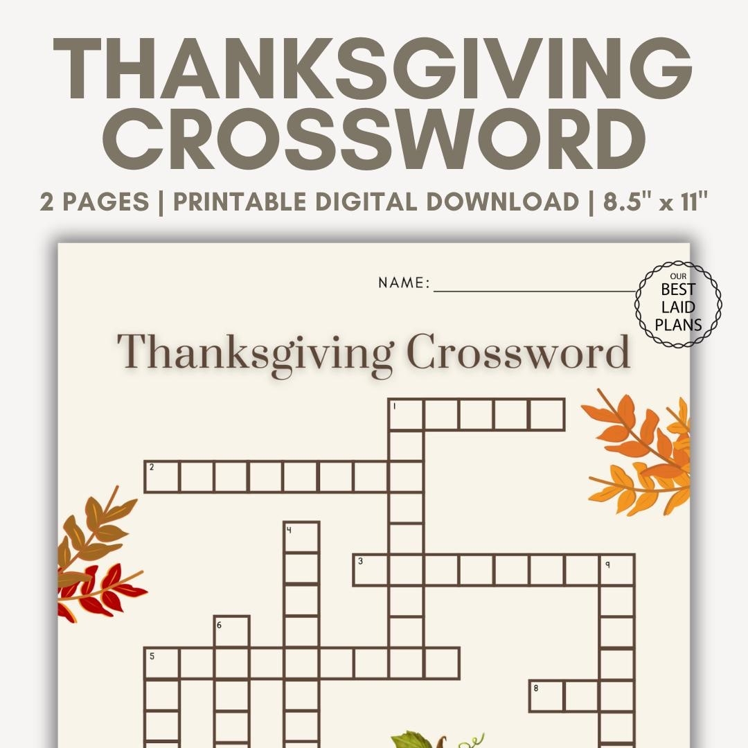Easy Thanksgiving Crossword Puzzle Printable Rossy Printable