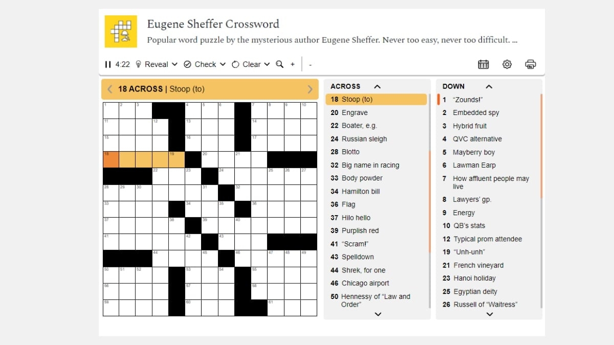 Eugene Sheffer Printable Crossword Puzzles FREE Printable HQ