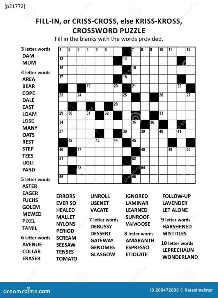 Fill In Crosswords Printable Free Daily Crossword Printable