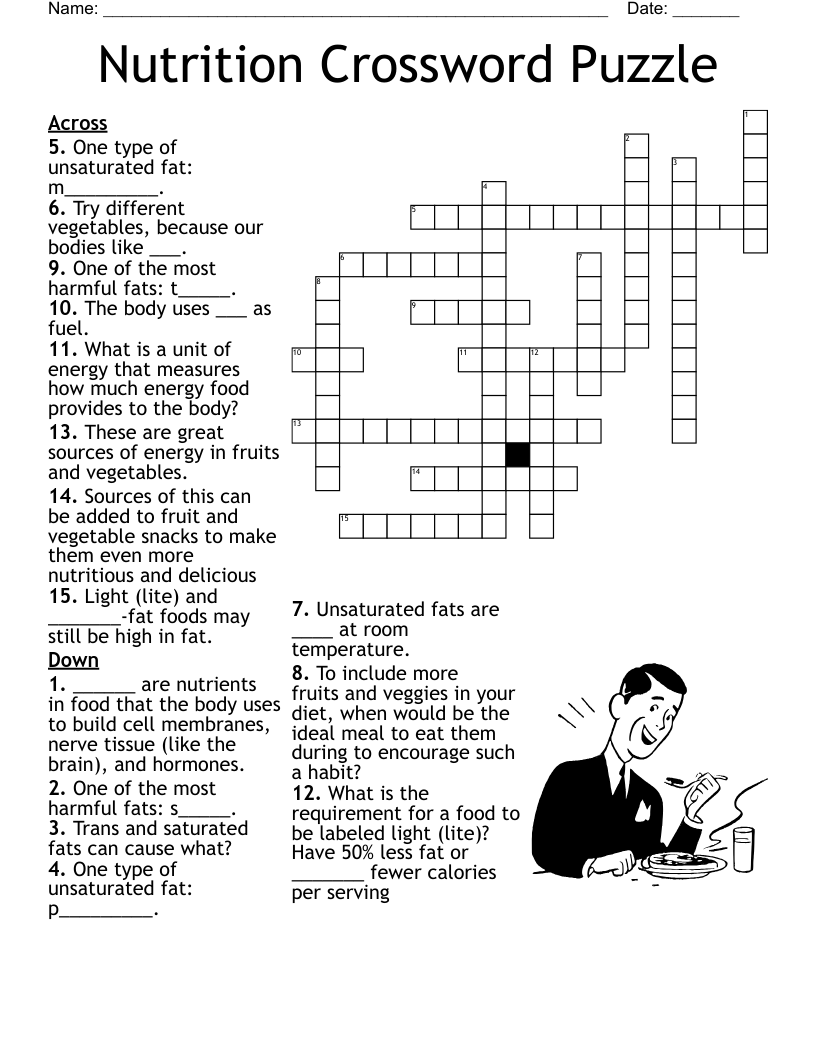 Food And Nutrition Crosswords Printable Free Crossword Puzzle
