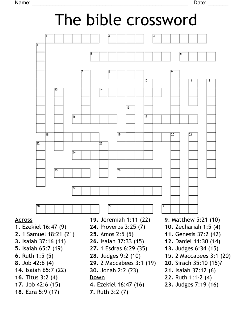Free Bible Crosswords Printable Book Me